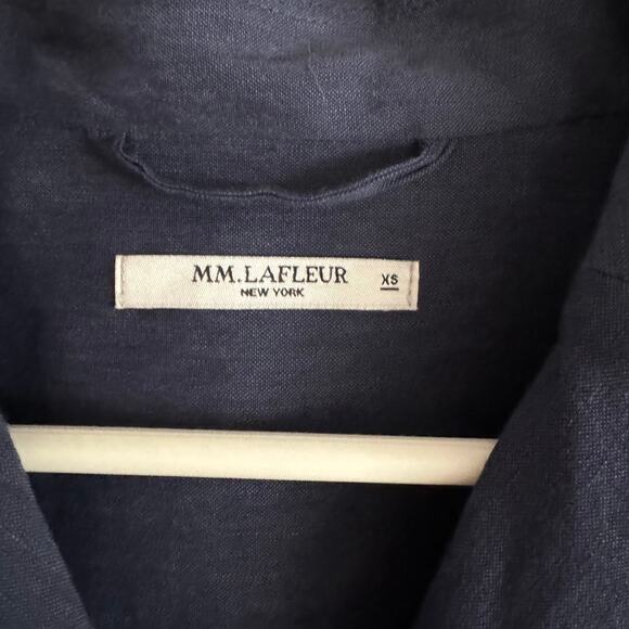 MM Lafleur The Allie Top Stretch Linen Blouse in Blueberry Extra Small NO BELT - Picture 2 of 6